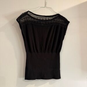 White House Black Market Elegant Black Lace Top